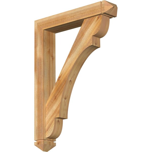 Ekena Millwork Olympic Arts and Crafts Rough Sawn Bracket w/ Offset Brace, Western Red Cedar, 6"W x 32"D x 44"H BKT0604X32X44OLY03RWR - main